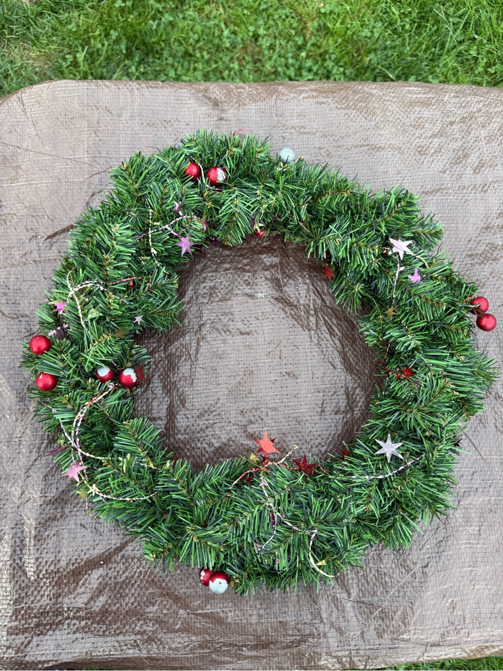 Holiday Green Christmas Wreath with Red Accents